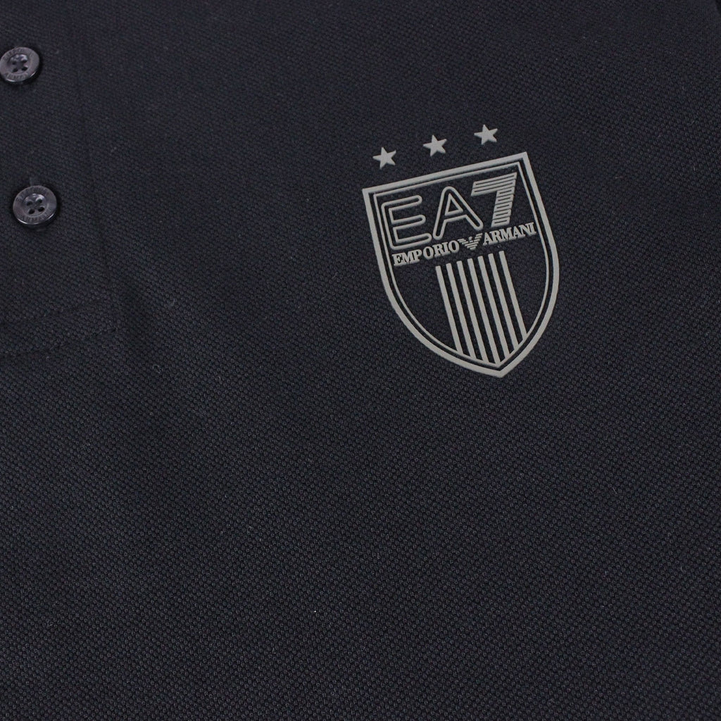 Ea7 Train Big Logo Short Sleeve Polo Shirt Black