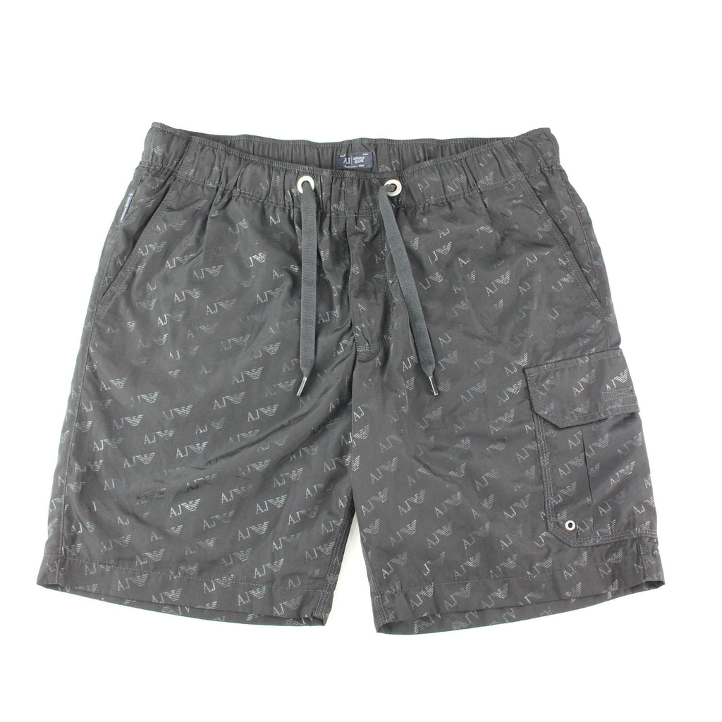Armani Jeans All Over Logo Print Swim Shorts Dark Navy