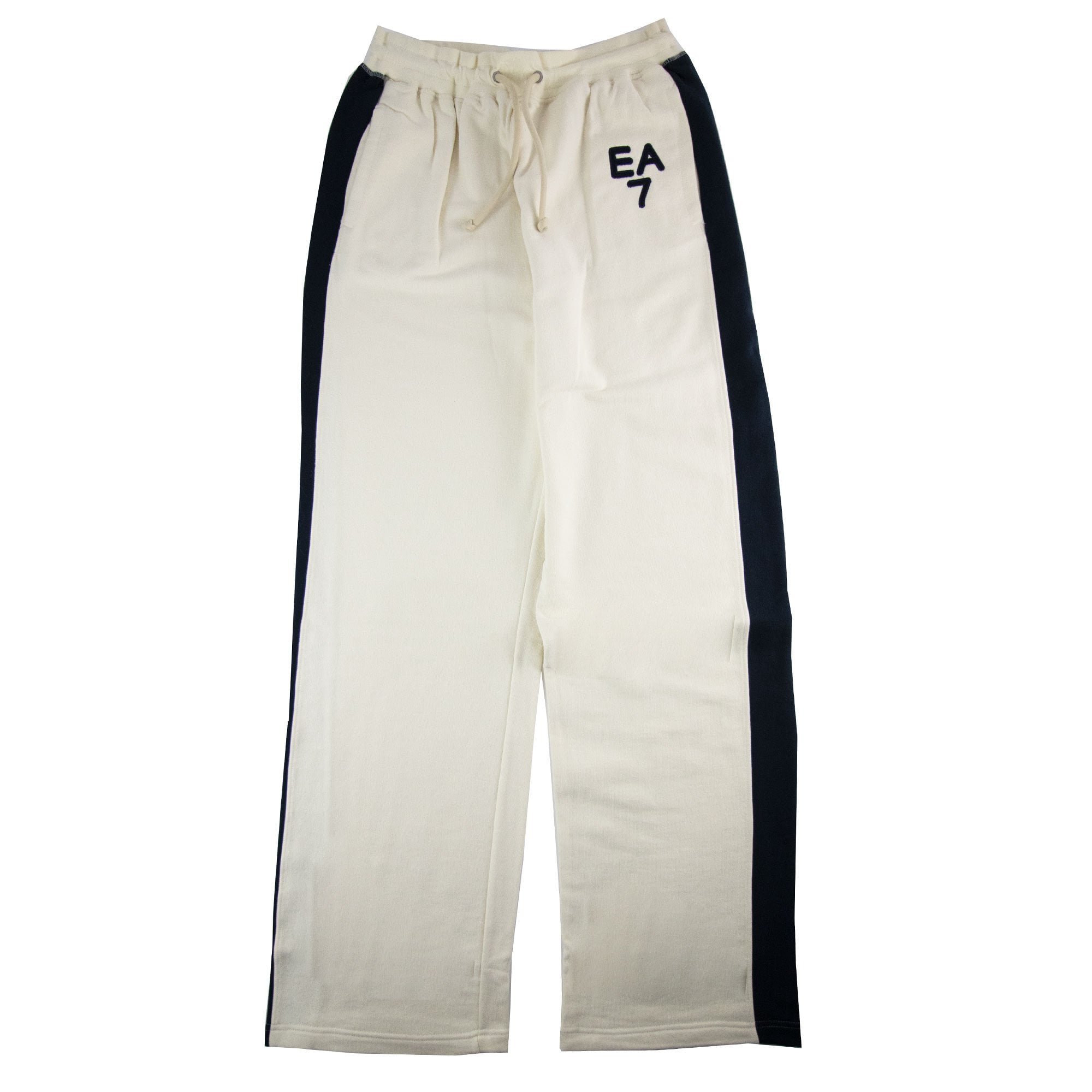 Ea7 Side Stripe Straight Leg Pantalone Off White