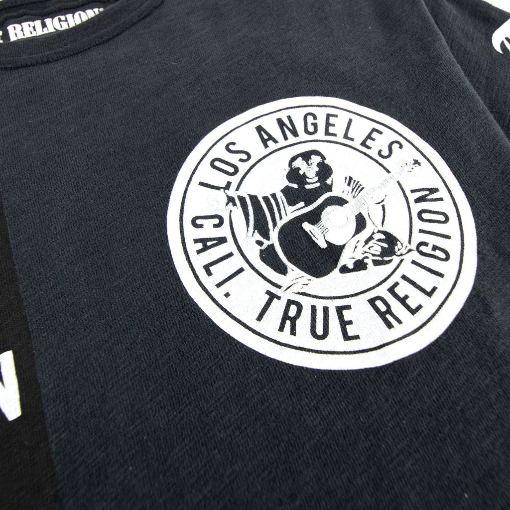 True Religion Multi Logo Crewneck T Shirt Jet Black