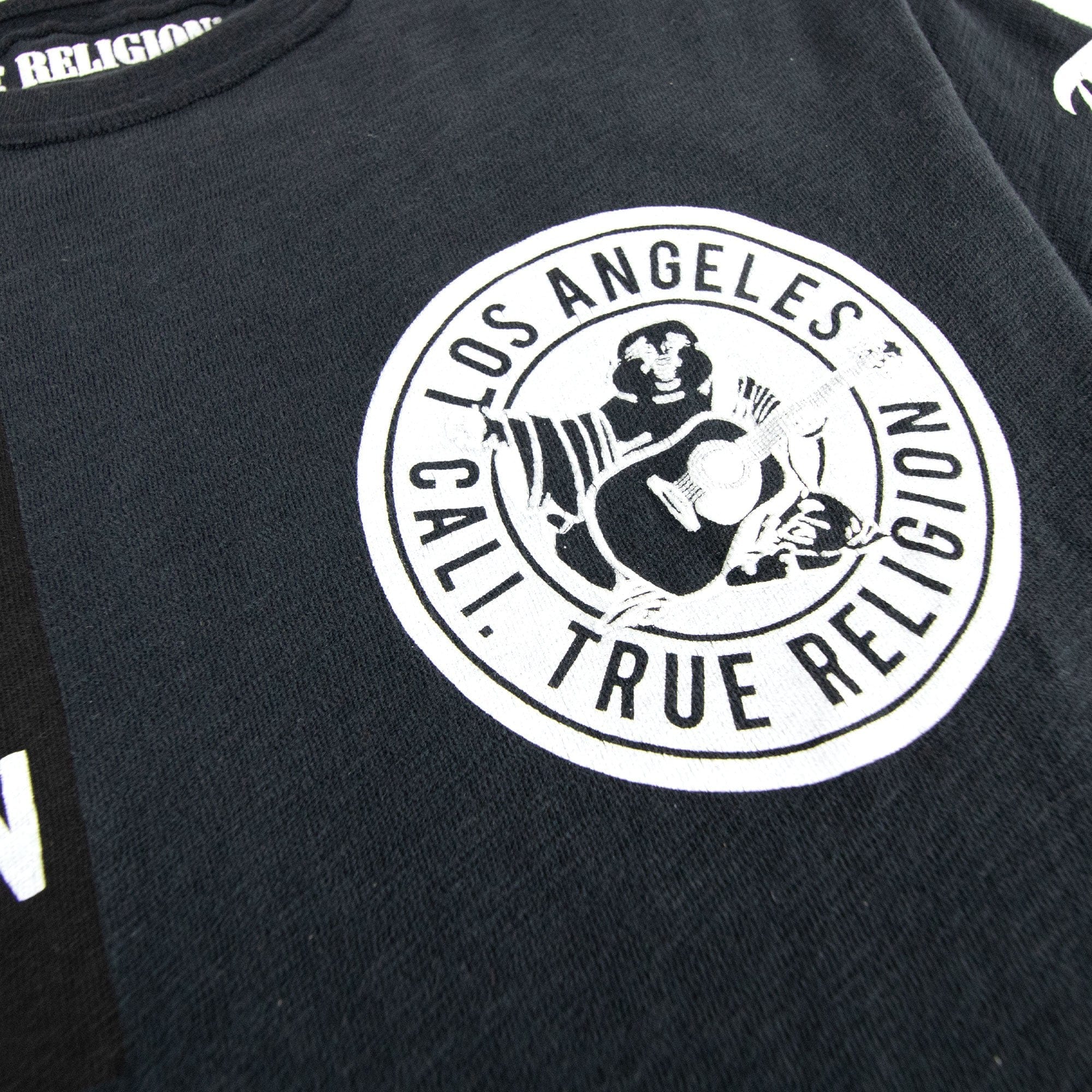 True Religion Multi Logo Crewneck T Shirt Jet Black