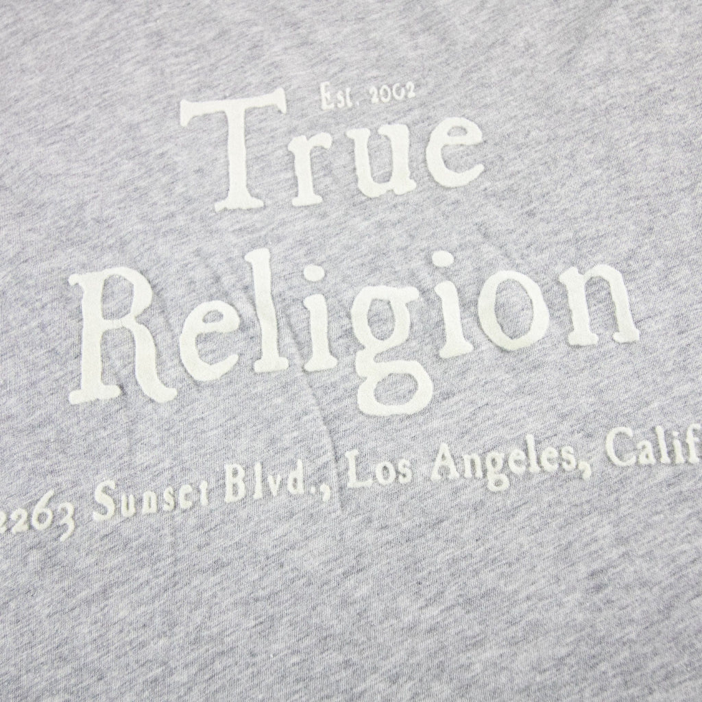 True Religion Embossed Logo S/s T Shirt Grey Marl