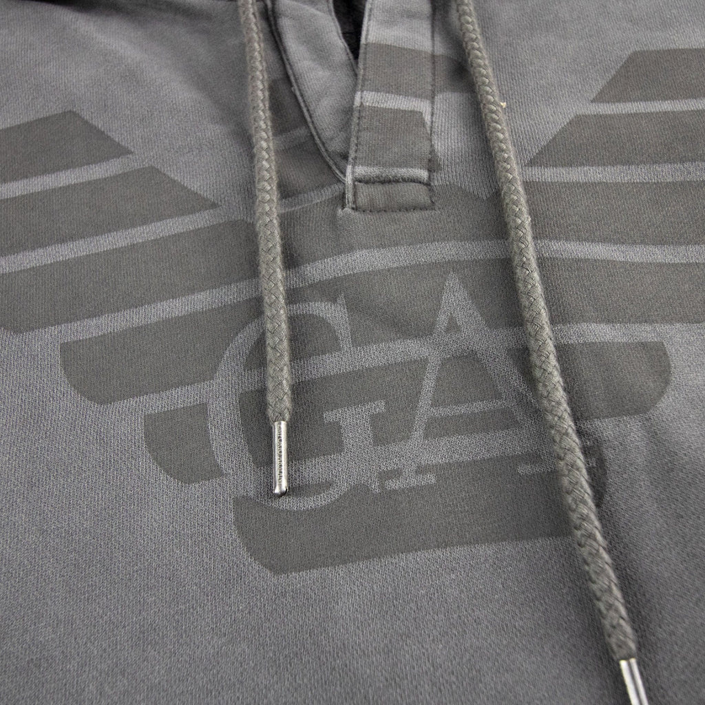 Emporio Armani Eagle Printed Logo Hoodied Sweatshirt Argento