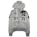 True Religion Multi Logo Zip Up Hoodied Sweatshirt Grey Marl