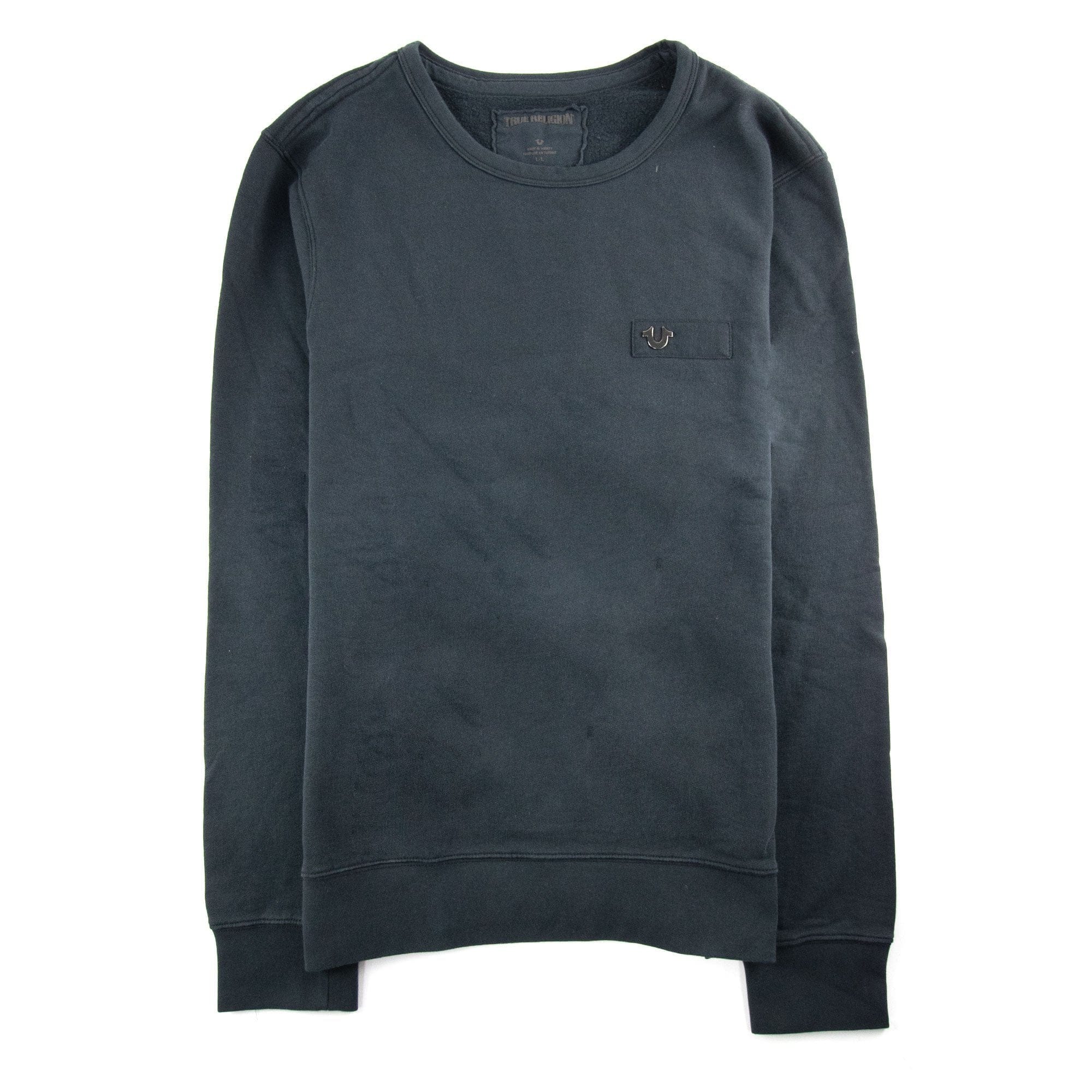 True Religion Metal Horseshoe Crewneck Sweatshirt Jet Black