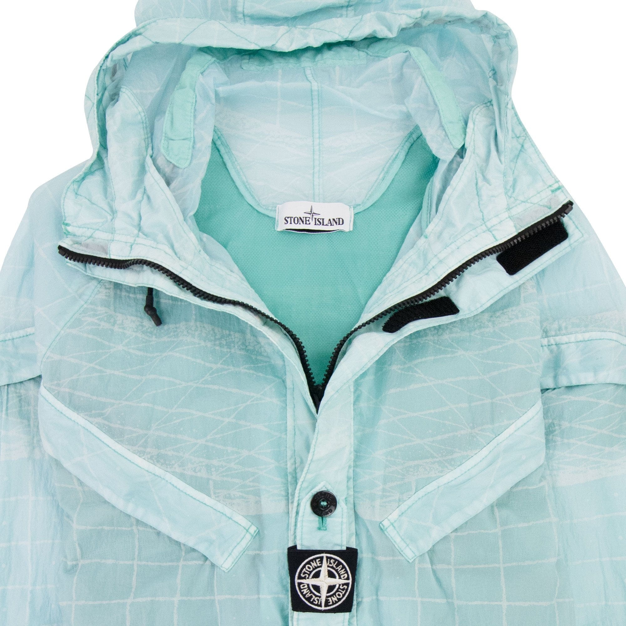 Stone Island 42999 Reflective Grid On Lamy-tc Parka Aqua V0044