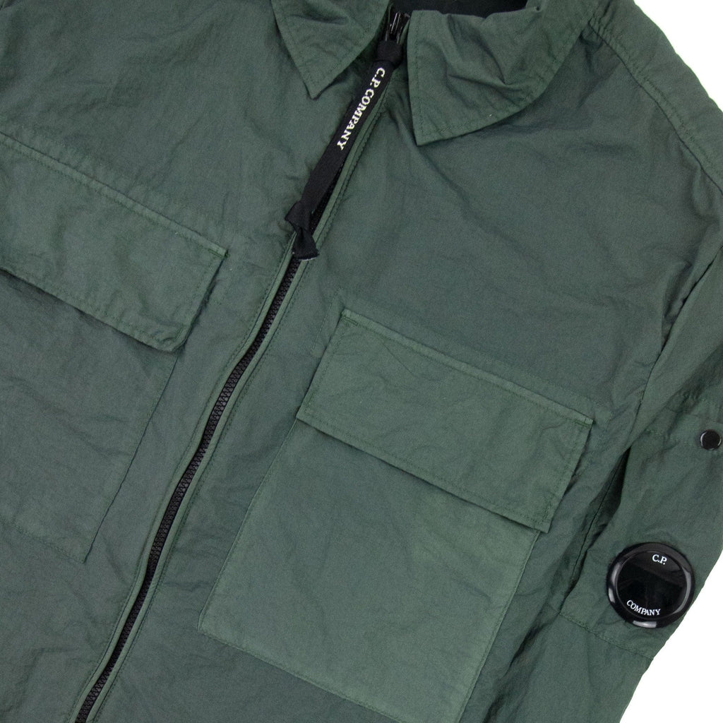 CP Company Taylon L Zip Up Nylon Overshirt Green 668