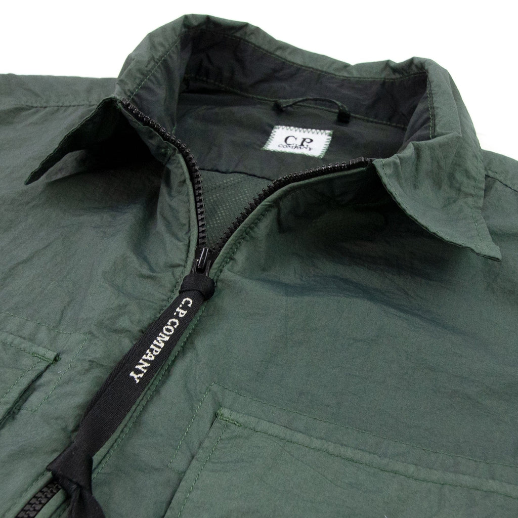CP Company Taylon L Zip Up Nylon Overshirt Green 668
