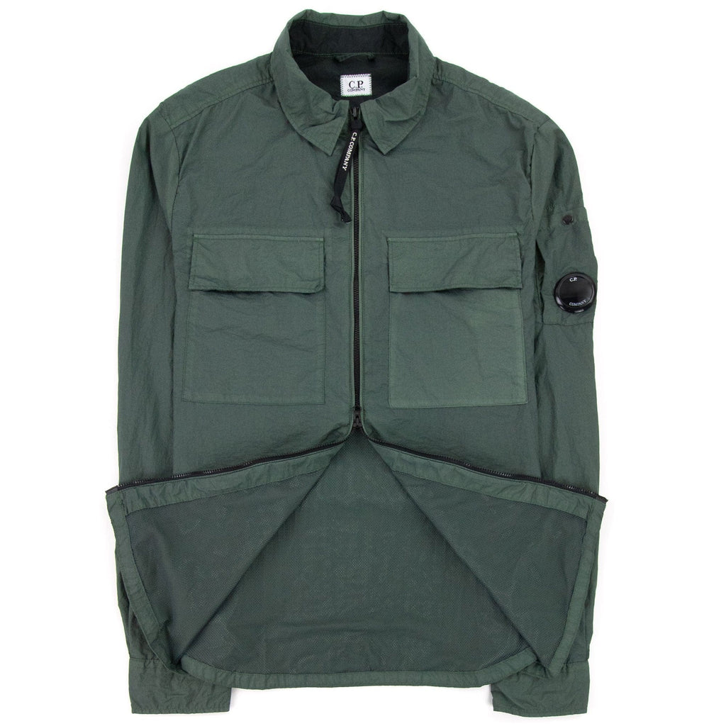 CP Company Taylon L Zip Up Nylon Overshirt Green 668