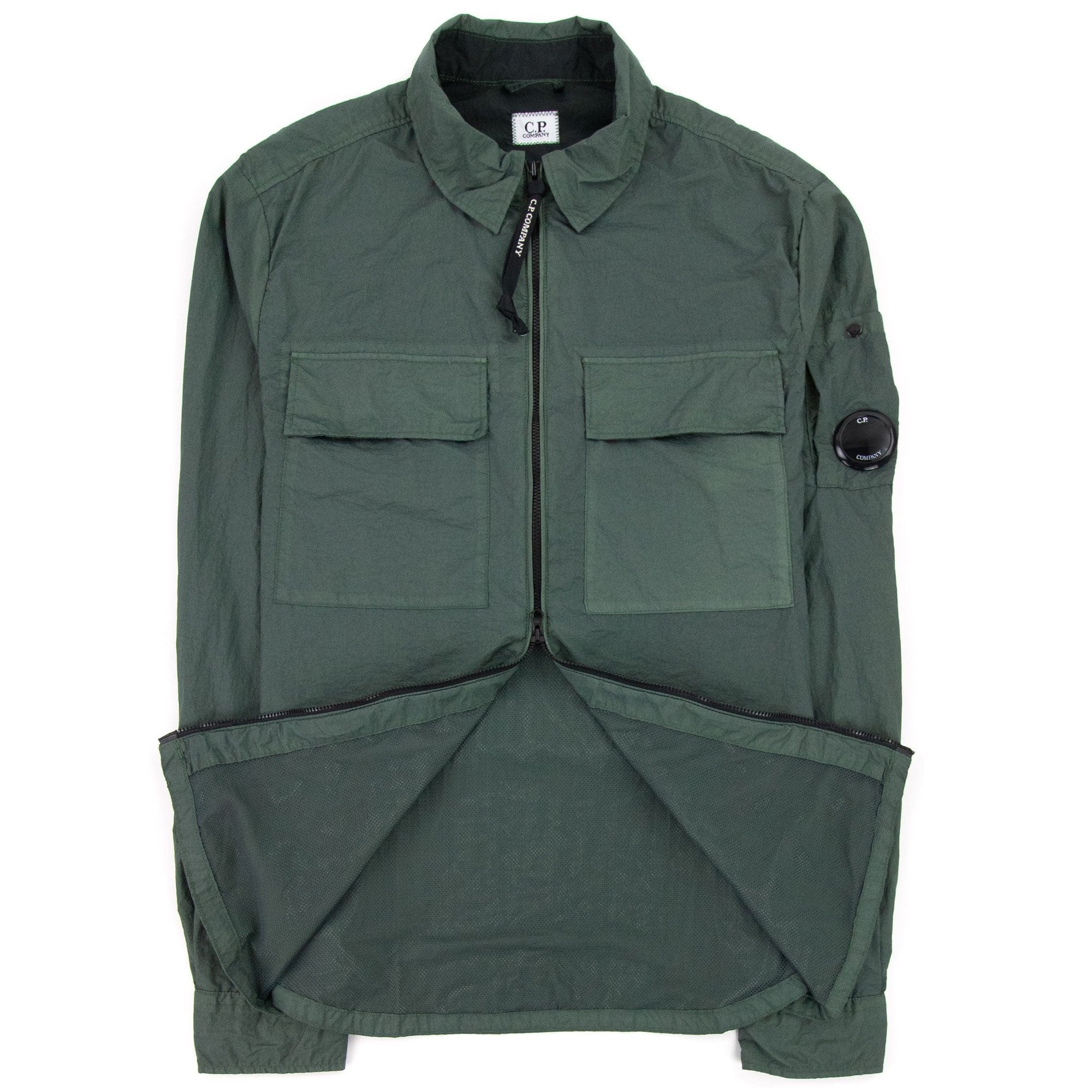 CP Company Taylon L Zip Up Nylon Overshirt Green 668