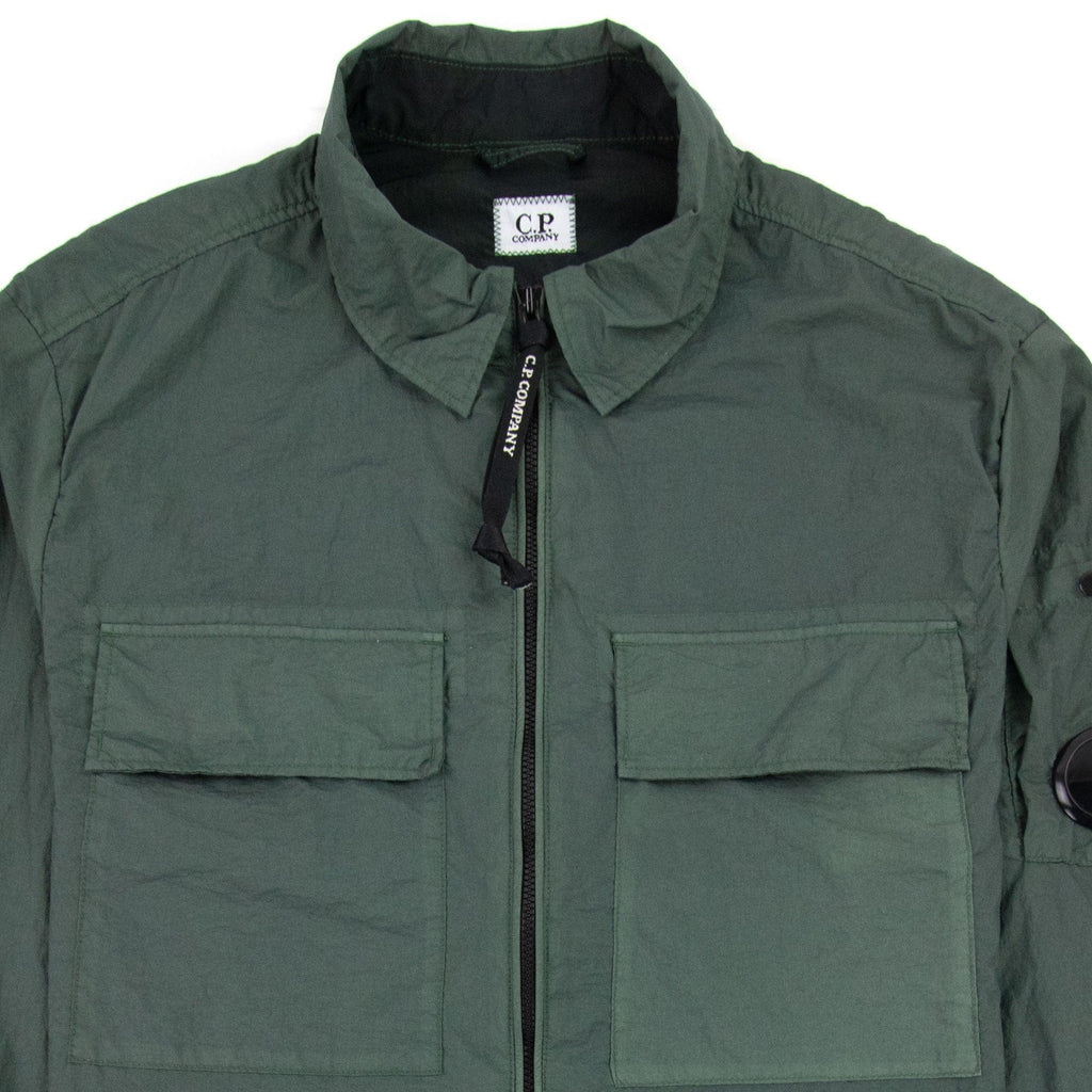 CP Company Taylon L Zip Up Nylon Overshirt Green 668