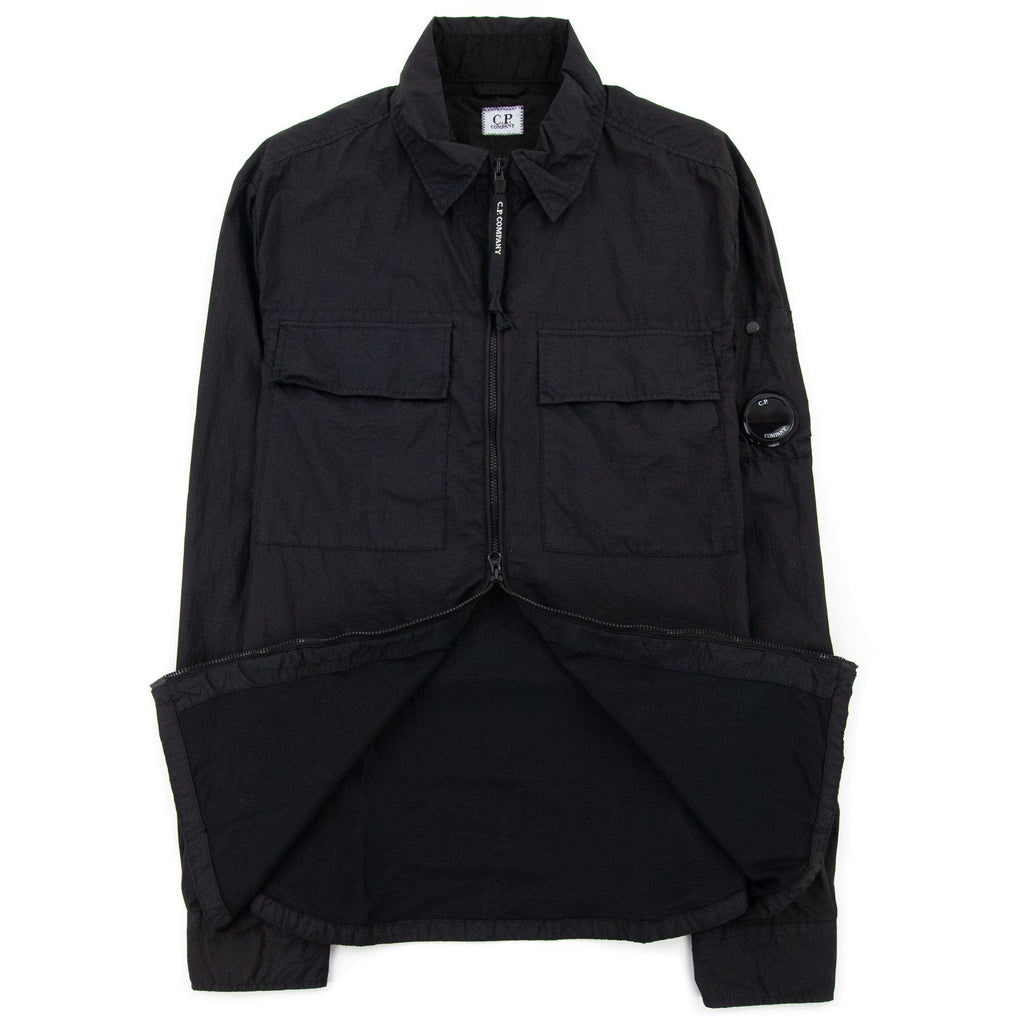 CP Company Arm Lens Zip Up Nylon Overshirt Black 999