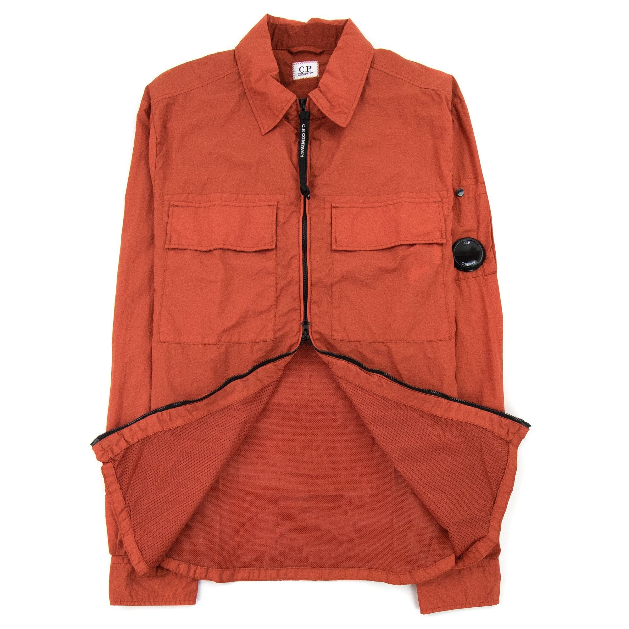 CP Company Arm Lens Zip Up Nylon Overshirt Orange 468