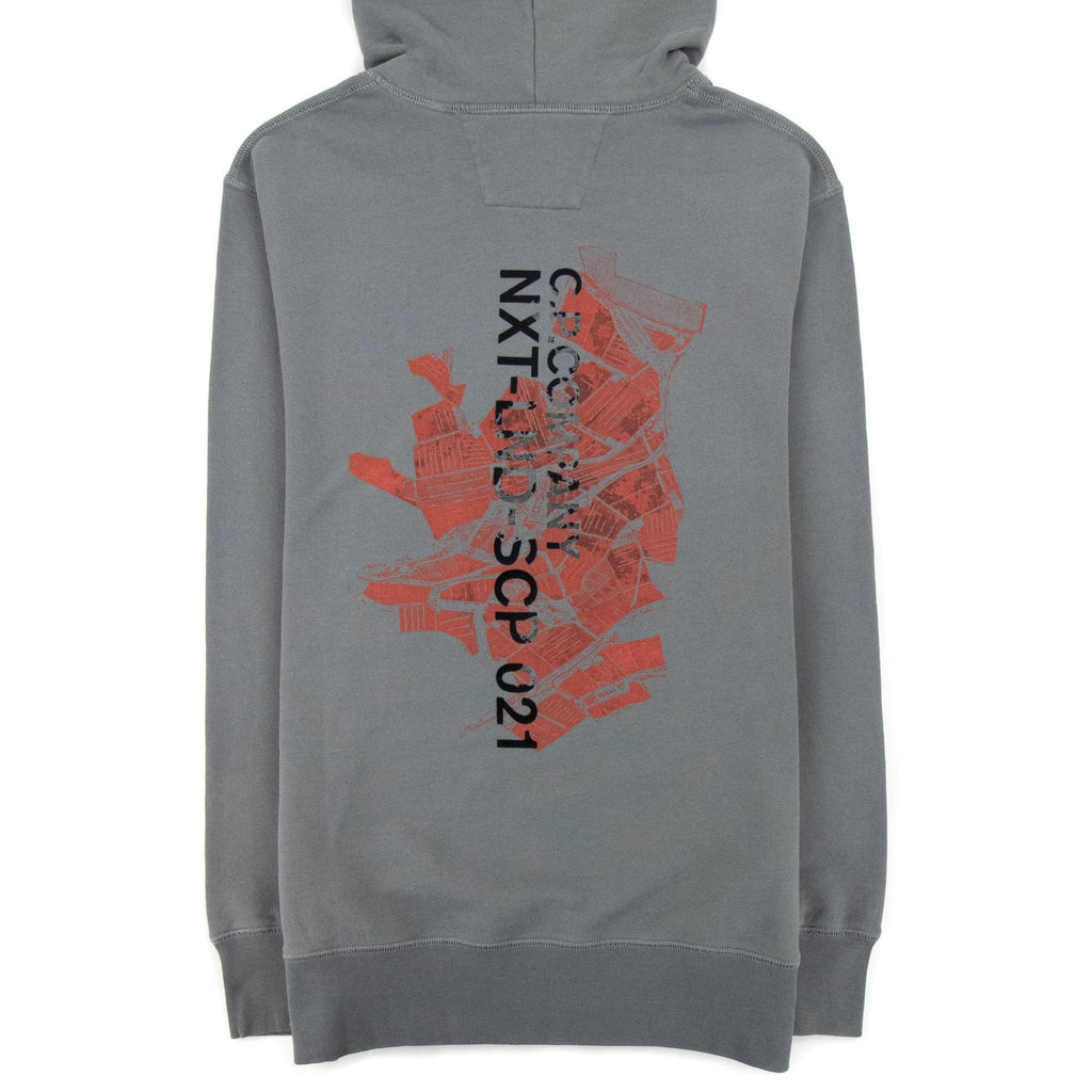 Cp Company Logo Print Hoodied Sweatshirt Grey 938