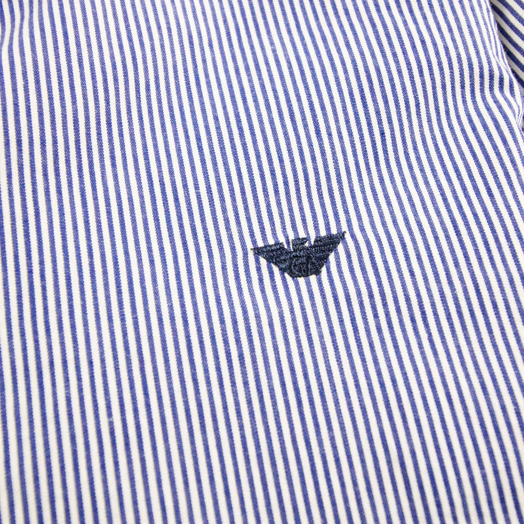 Armani Junior Embossed Logo Stripe S/s Shirt Baby Blue