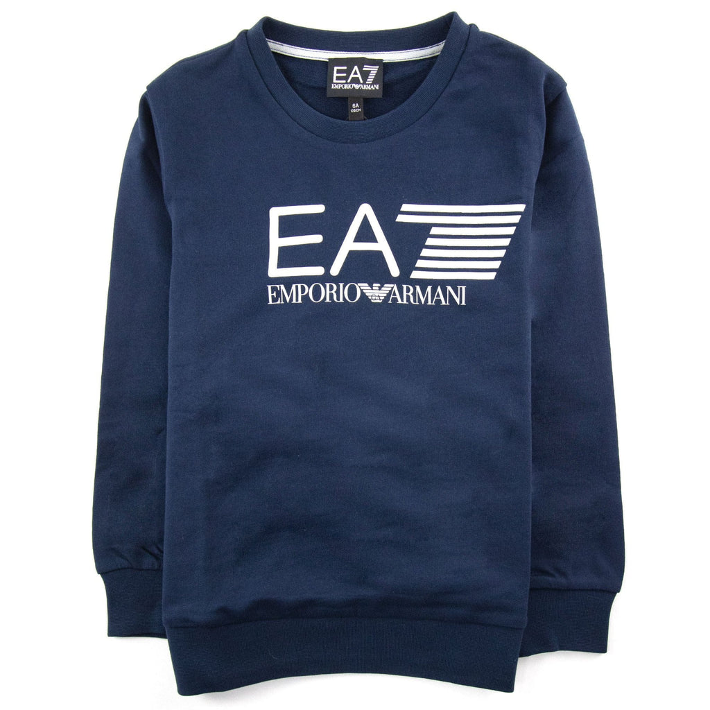 Ea7 Junior Logo Crewneck Sweatshirt Navy Blue