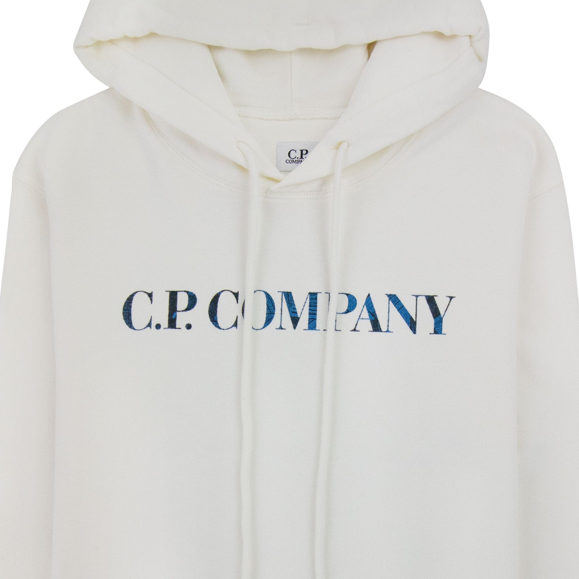 CP Company Logo Print Hooded Sweatshirt White 103