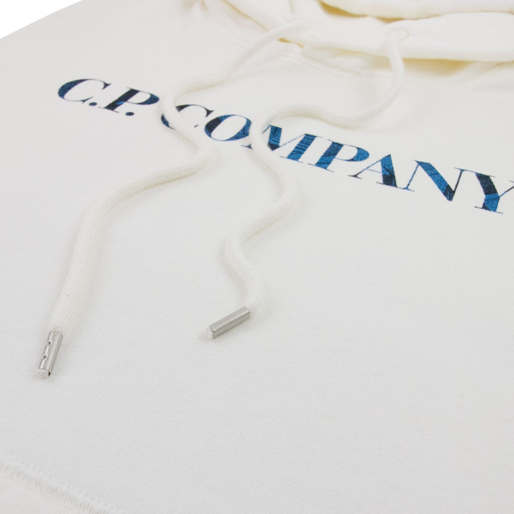 CP Company Logo Print Hooded Sweatshirt White 103