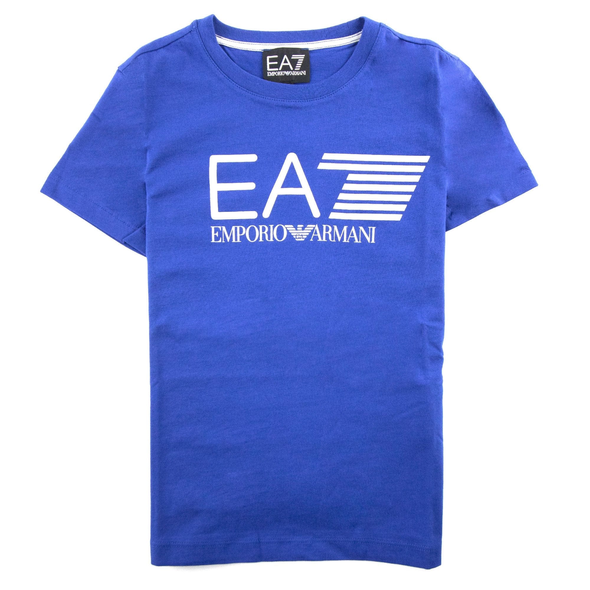 Ea7 Junior Printed Logo S/s T Shirt Blue
