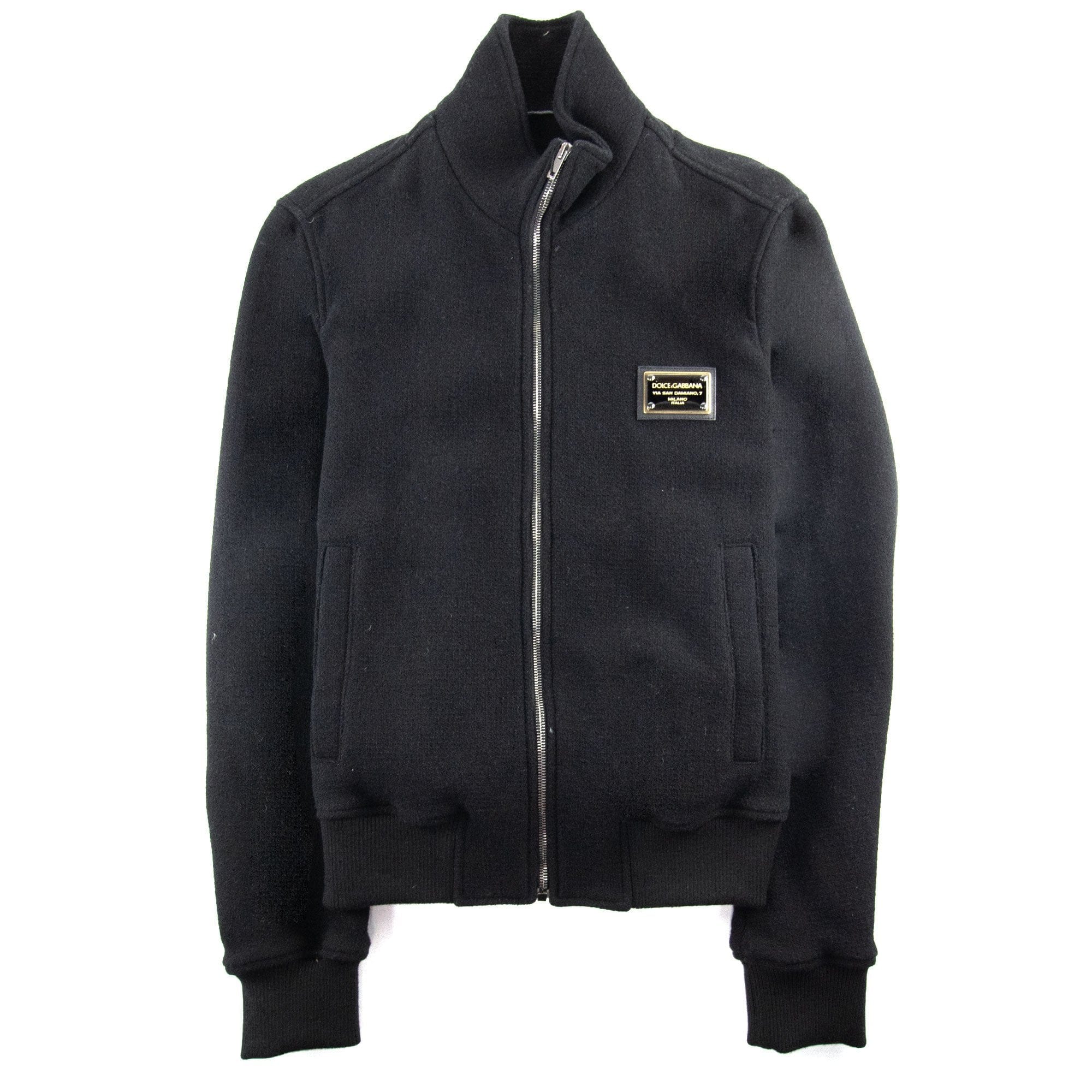 Dolce &amp; Gabbana Metal Logo Funnel Neck Sweatshirt Black