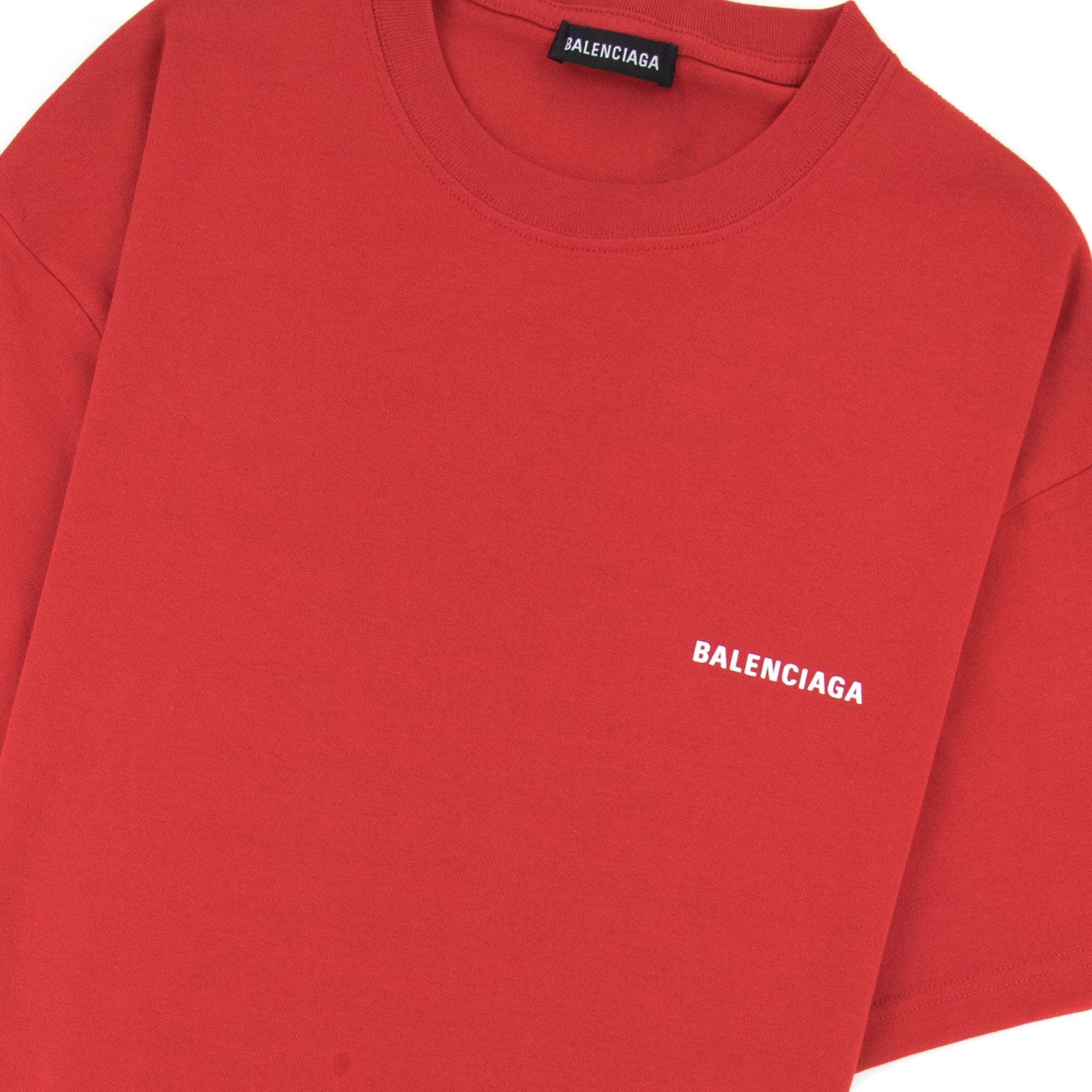 Balenciaga Logo Crewneck T Shirt Red