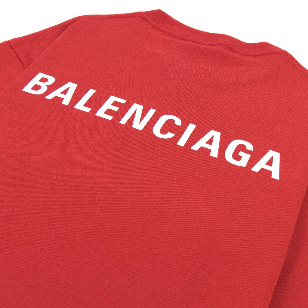 Balenciaga Logo Crewneck T Shirt Red