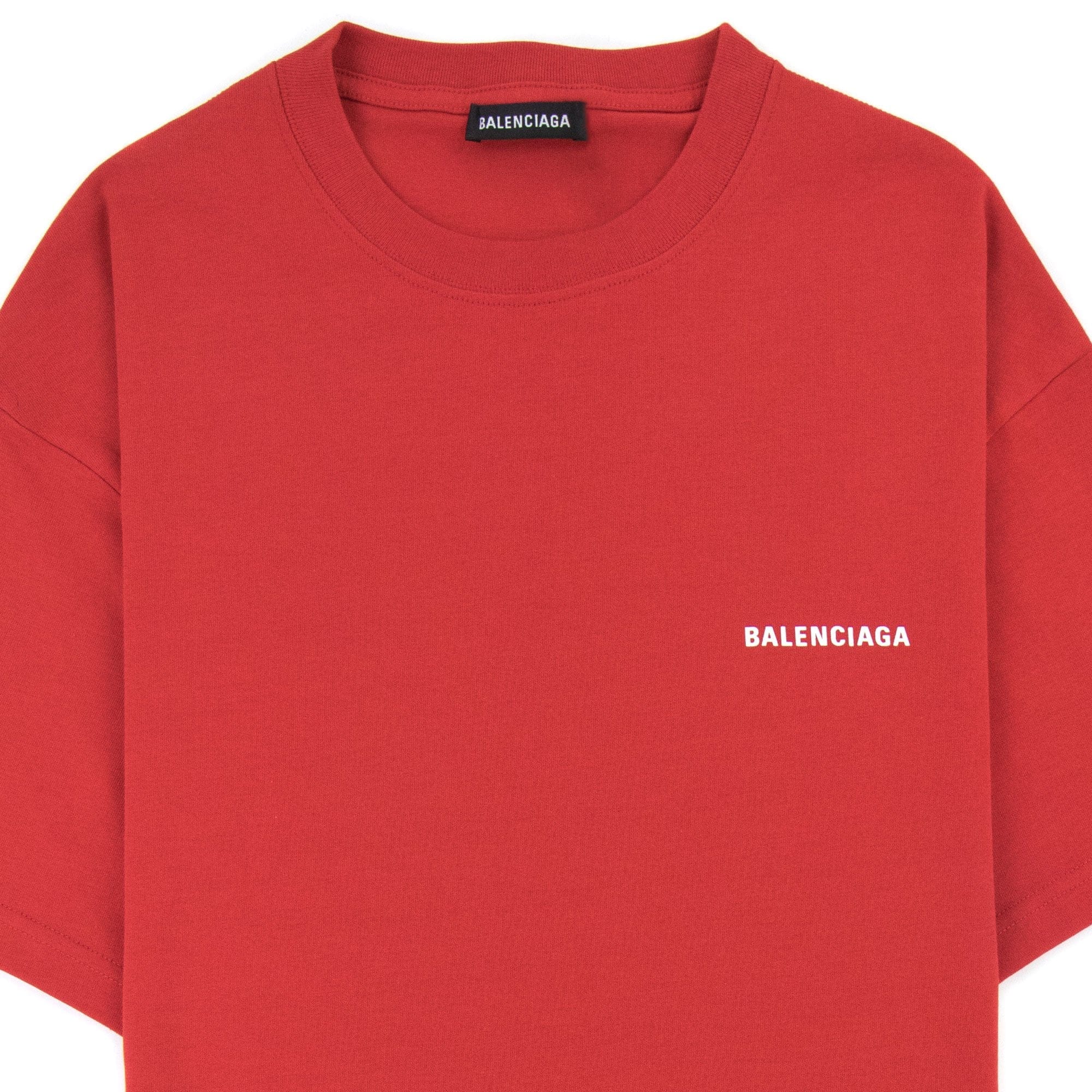 Balenciaga Logo Crewneck T Shirt Red