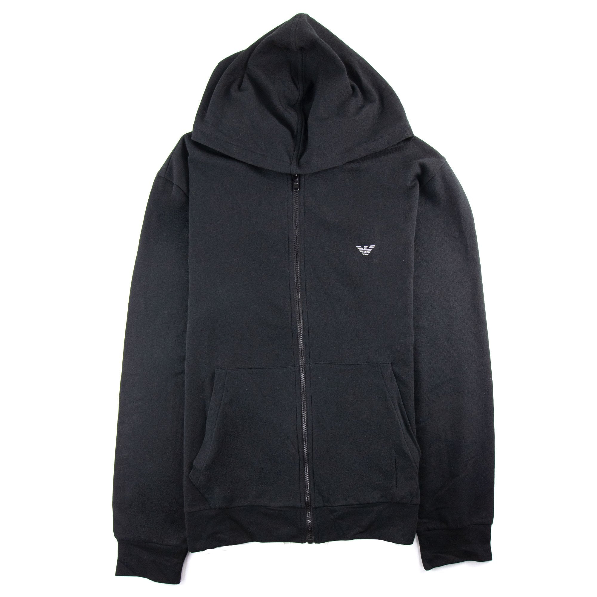 Ea7 Loungewear Zip Up Hooded Sweater Black