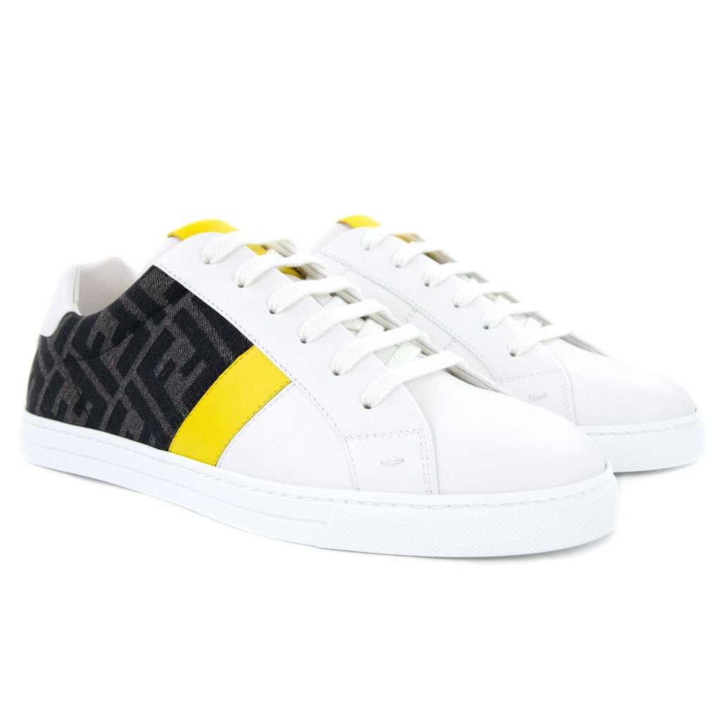 Fendi Logo-print Low-top Leather Trainers White
