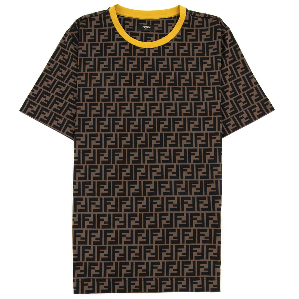 Fendi Ff Logo Print T Shirt Tobacco/nero