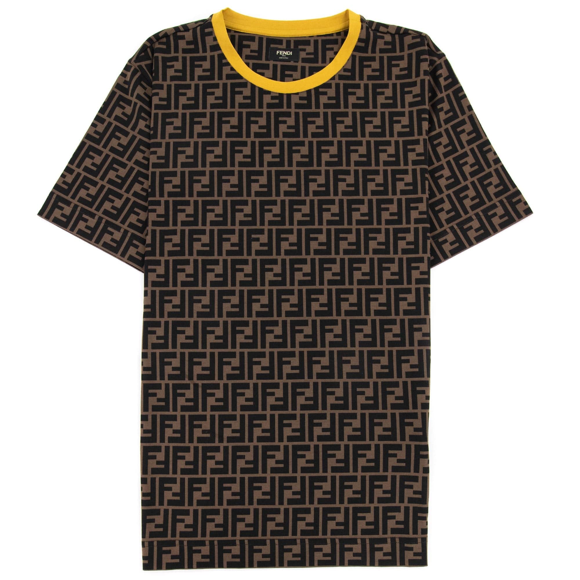 Fendi Ff Logo Print T Shirt Tobacco/nero