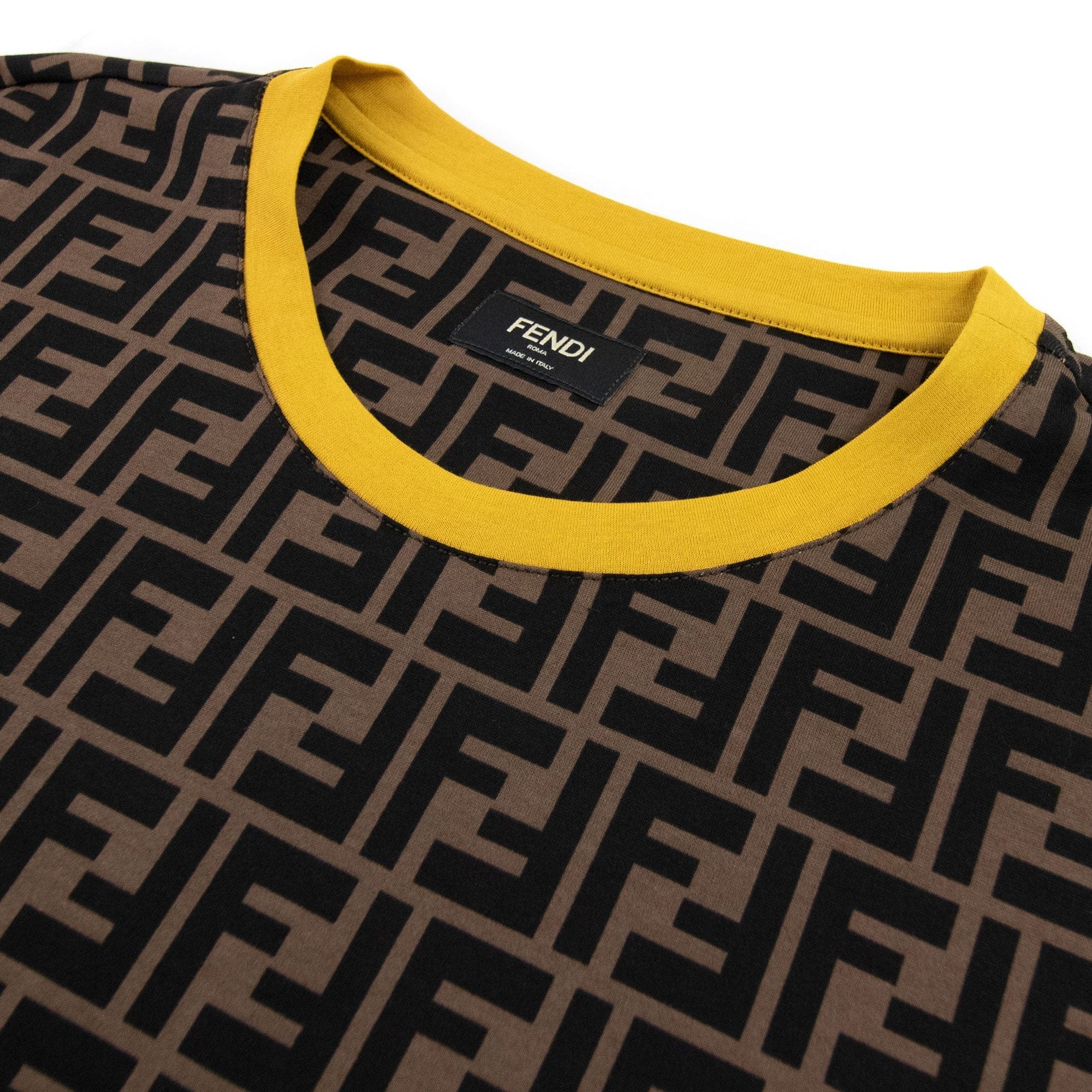 Fendi Ff Logo Print T Shirt Tobacco/nero