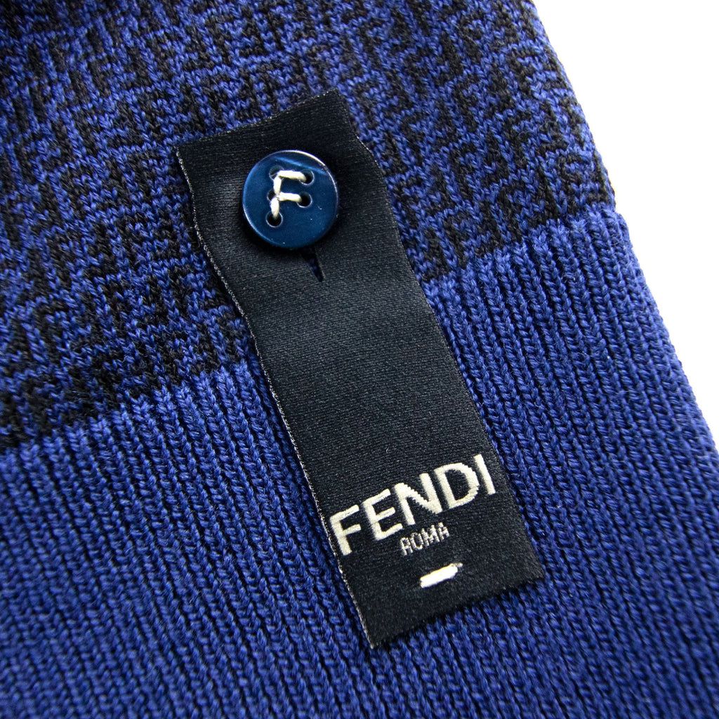 Fendi Micro Ff Logo Knitted Button Cardigan Royal Blue