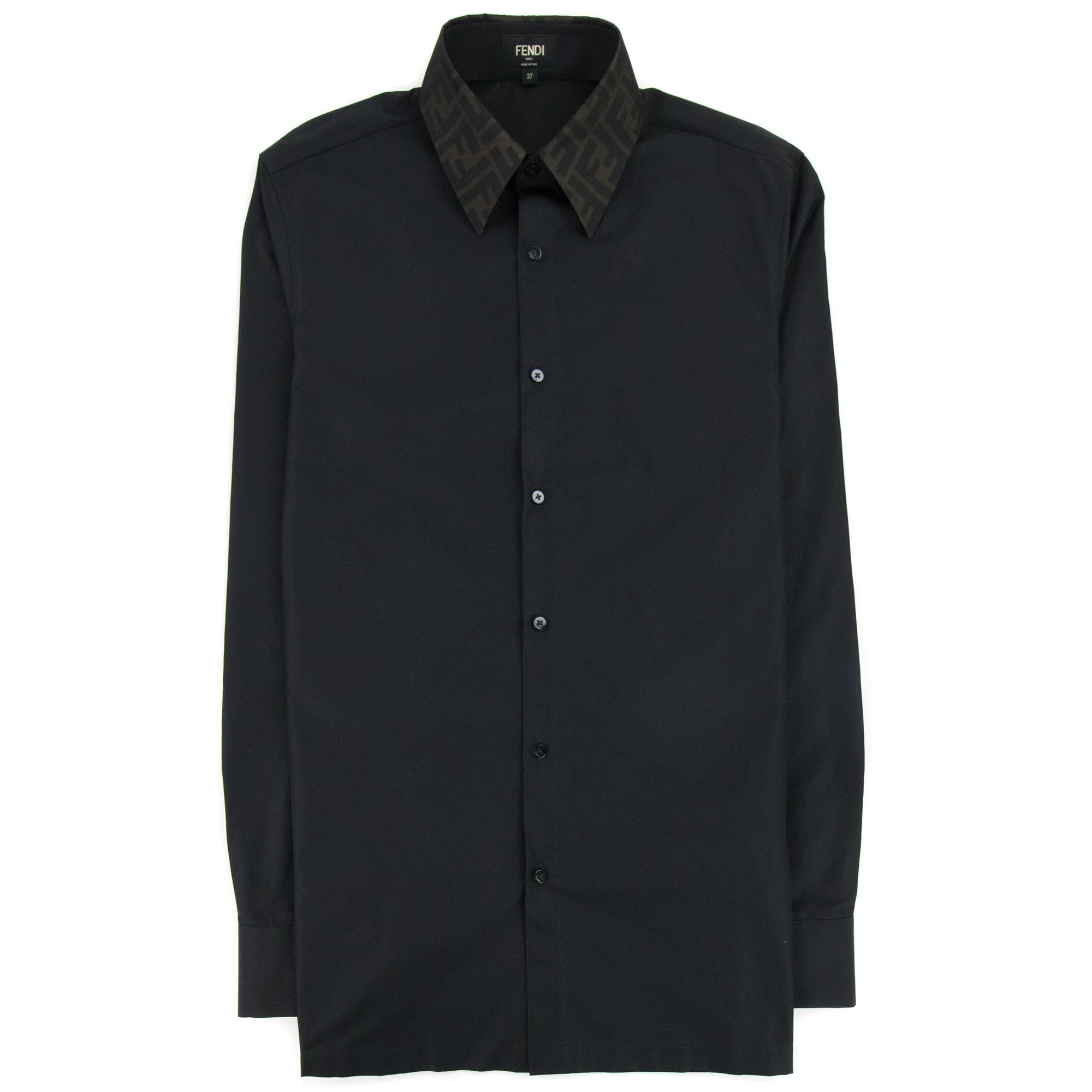 Fendi Ff Collar Logo L/s Shirt Black