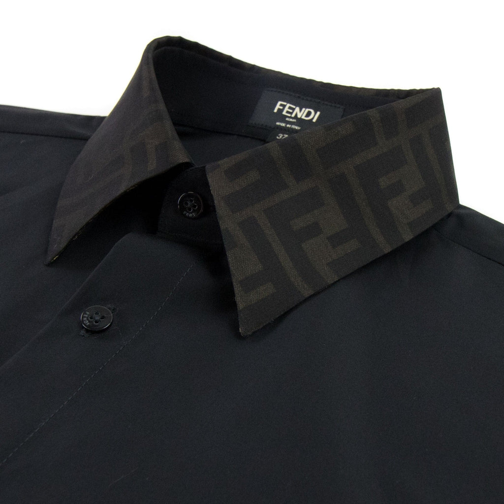 Fendi Ff Collar Logo L/s Shirt Black