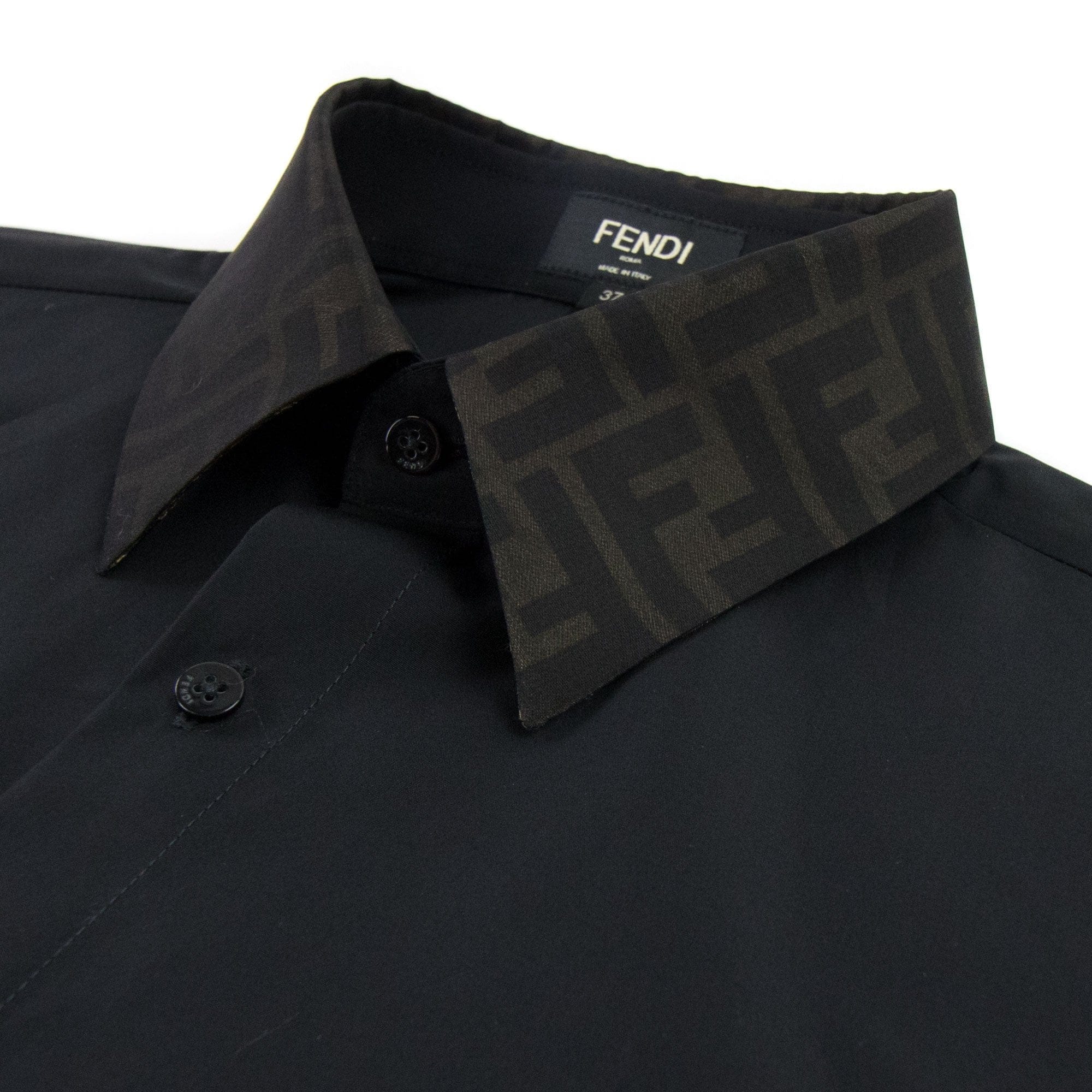 Fendi Ff Collar Logo L/s Shirt Black