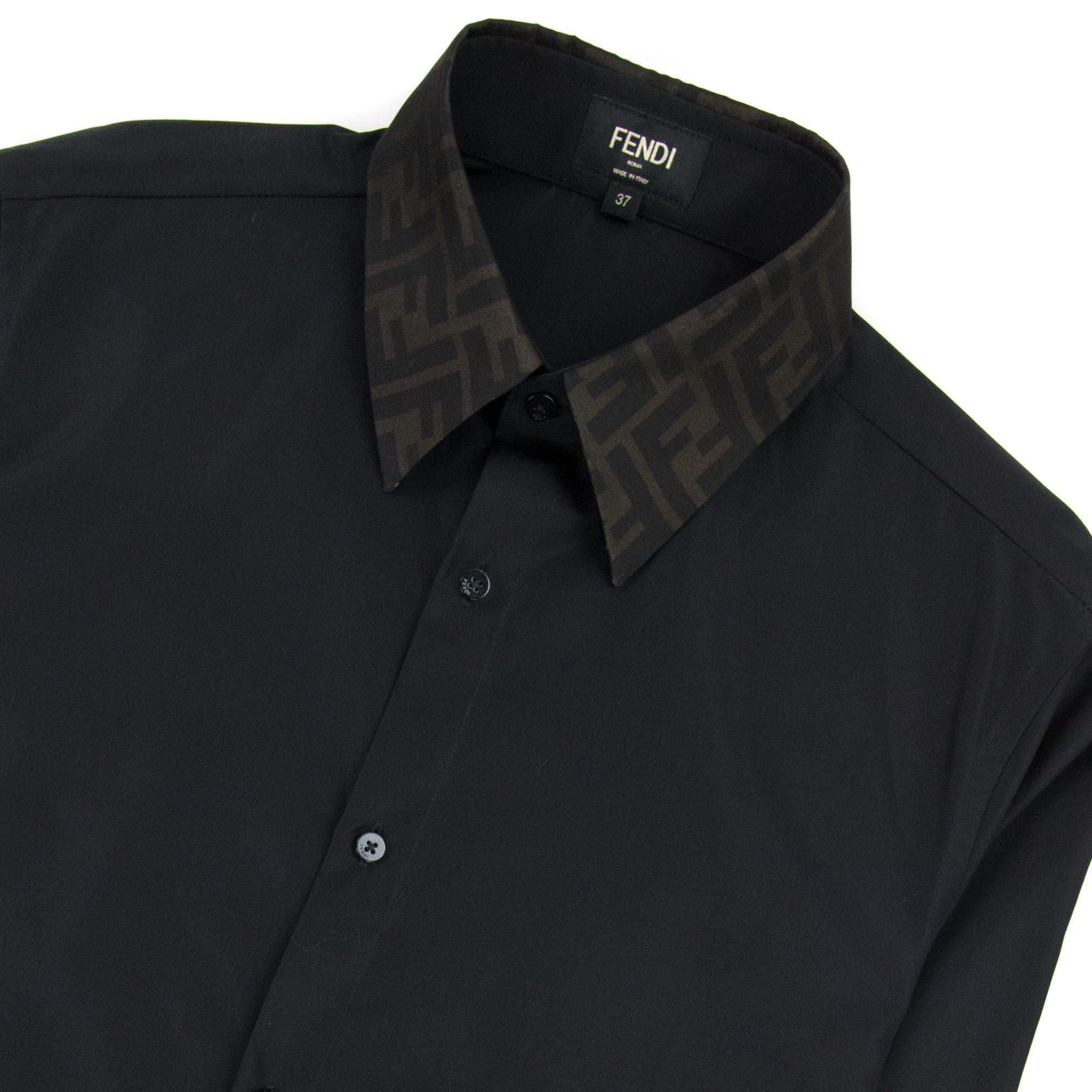 Fendi Ff Collar Logo L/s Shirt Black