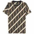 Fendi Diagonal Ff Logo T Shirt Nocciola/vela