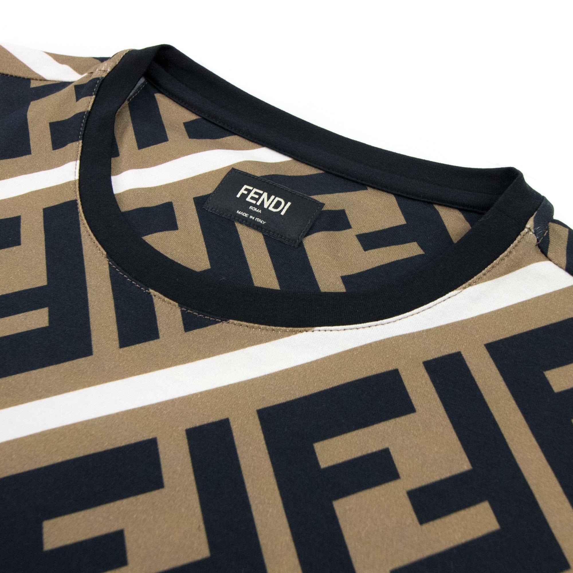 Fendi Diagonal Ff Logo T Shirt Nocciola/vela