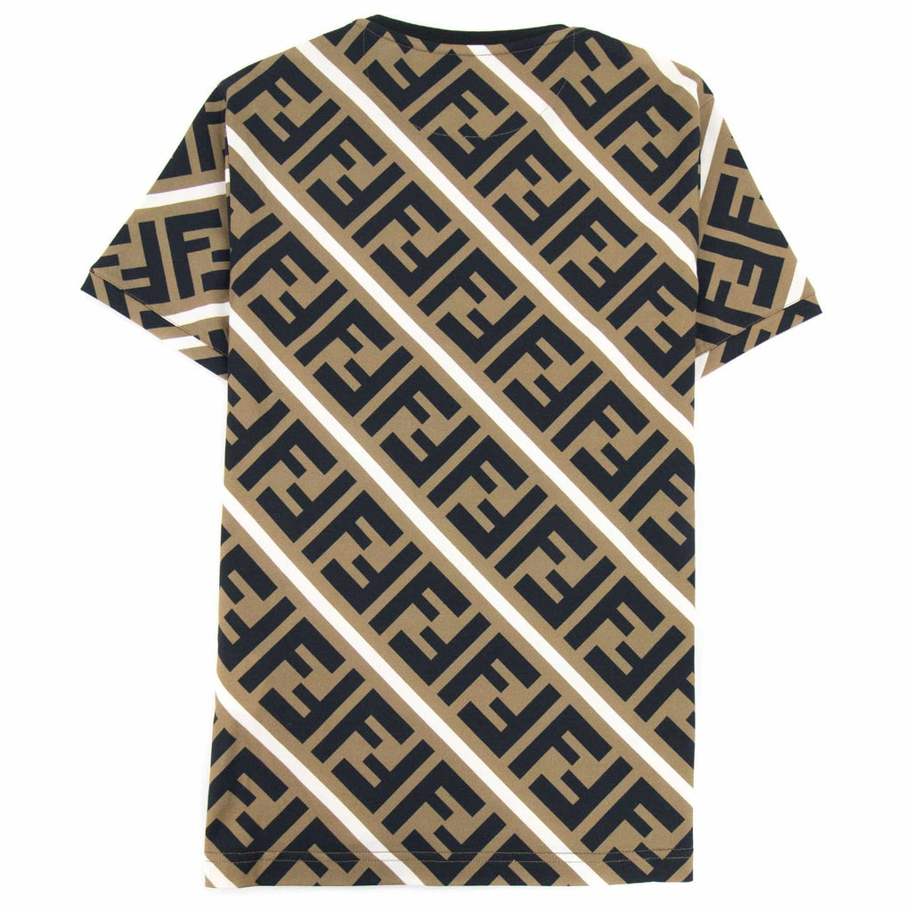 Fendi Diagonal Ff Logo T Shirt Nocciola/vela