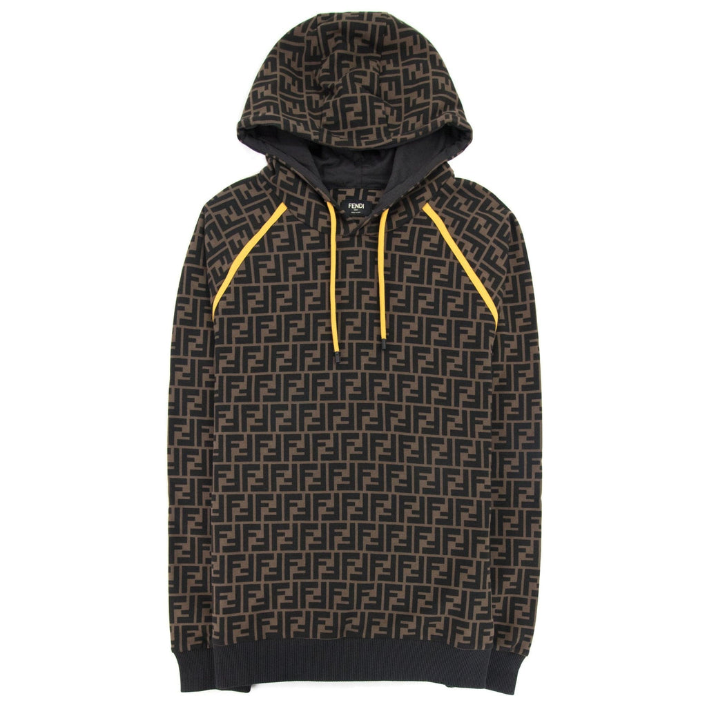 Fendi Ff Logo Hoodied Sweatshirt Tabacco/nero