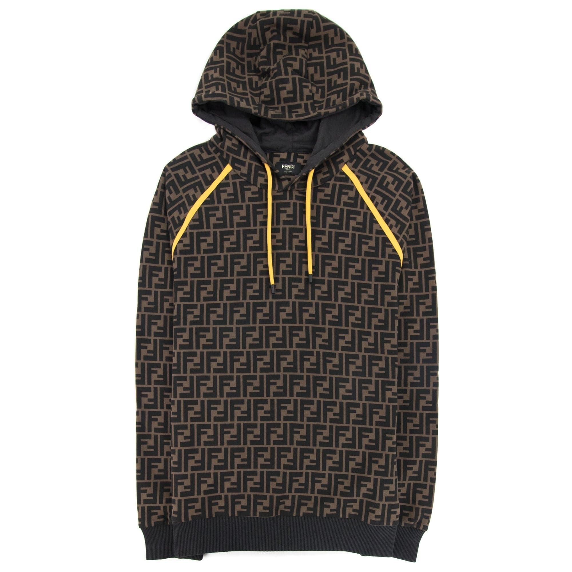 Fendi Ff Logo Hoodied Sweatshirt Tabacco/nero
