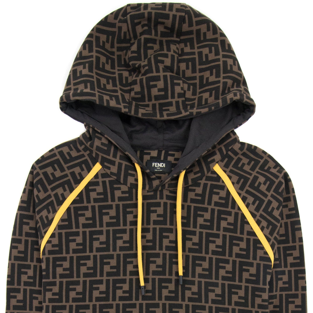 Fendi Ff Logo Hoodied Sweatshirt Tabacco/nero