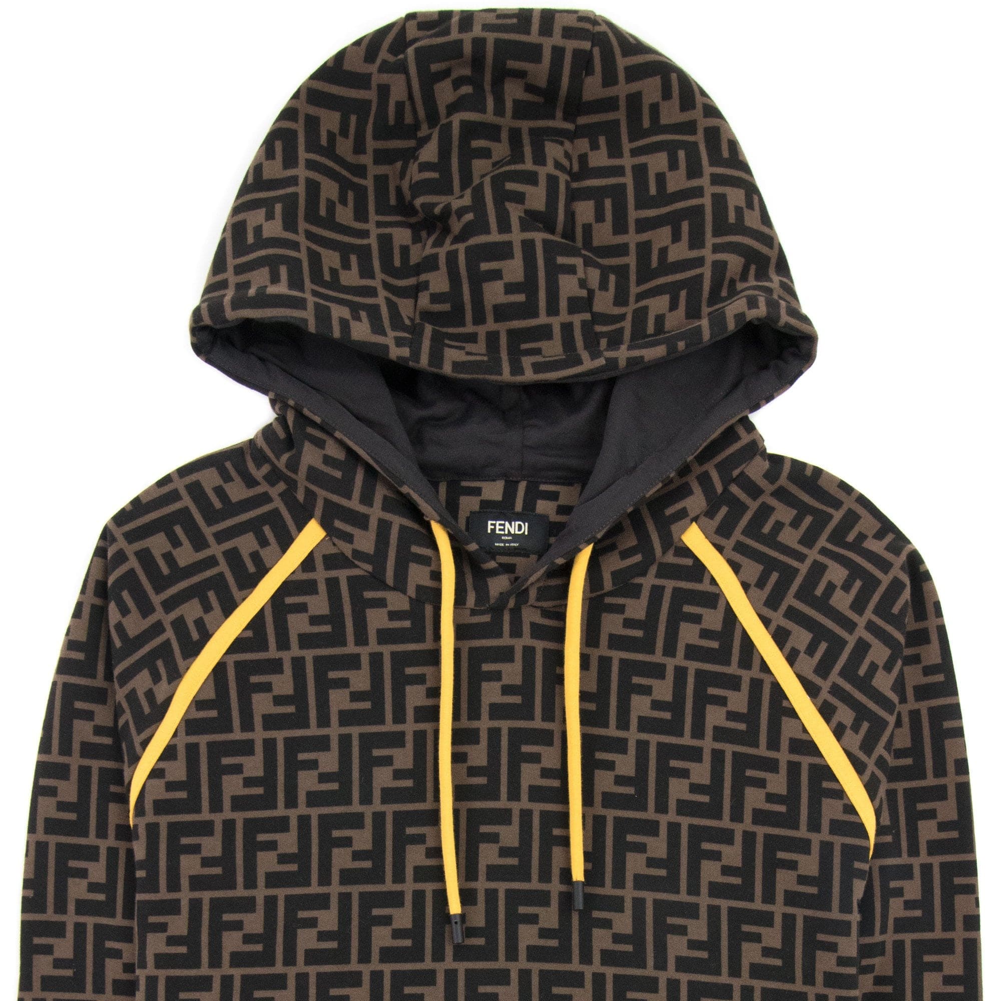 Fendi Ff Logo Hoodied Sweatshirt Tabacco/nero