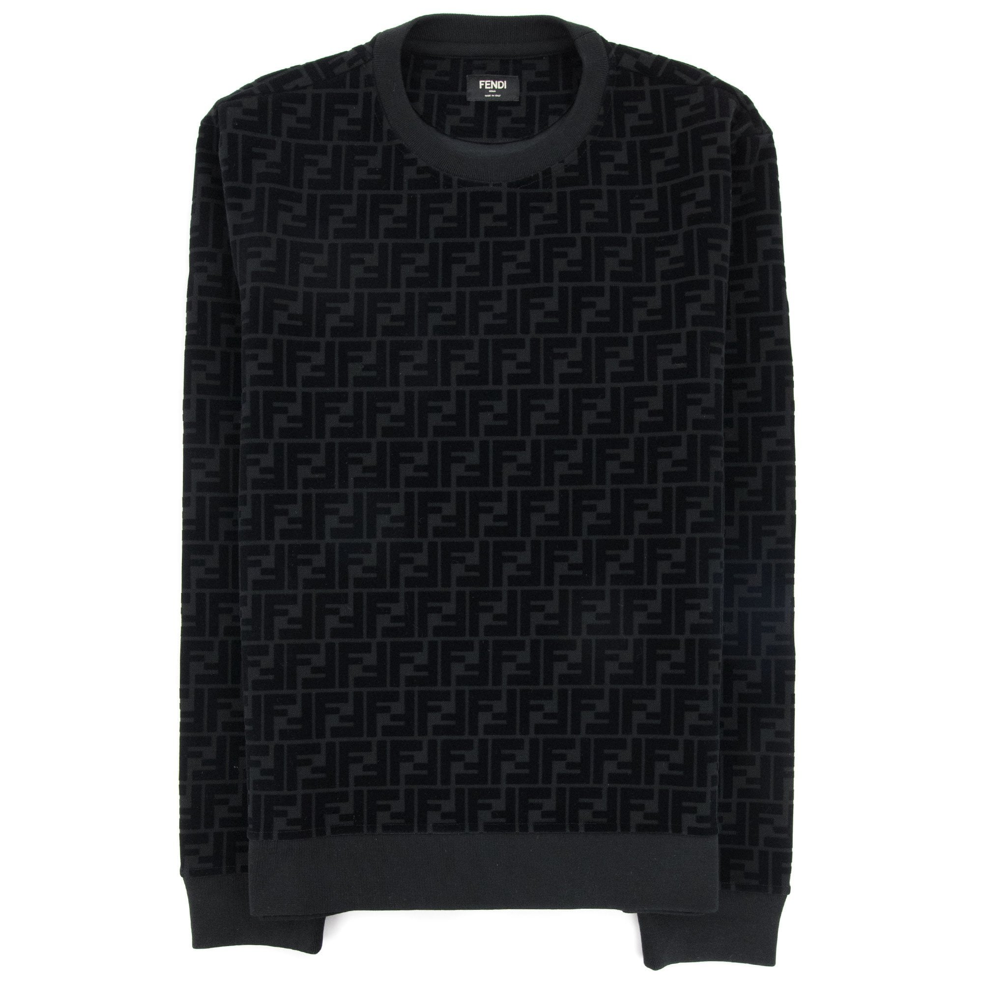Fendi Ff Logo Pattern Crewneck Sweat Nero