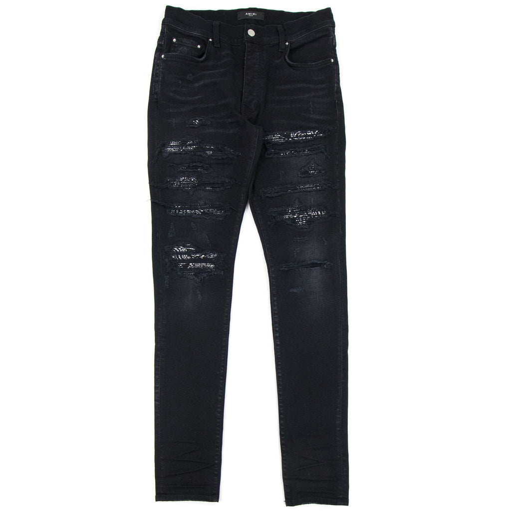 Amiri Bandana Thrash Jeans Black
