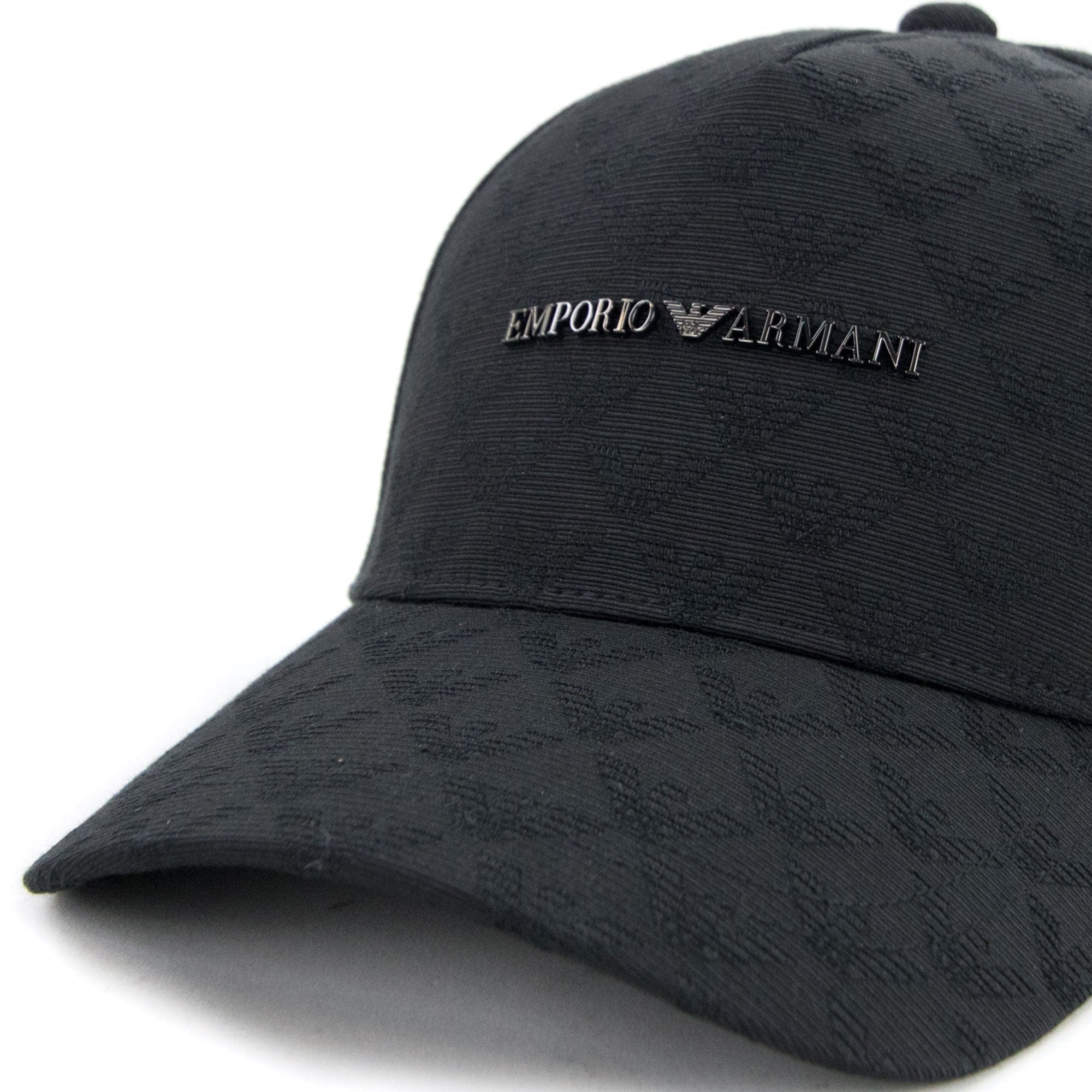Emporio Armani Eagle Jacquared Metal Logo Cap Black