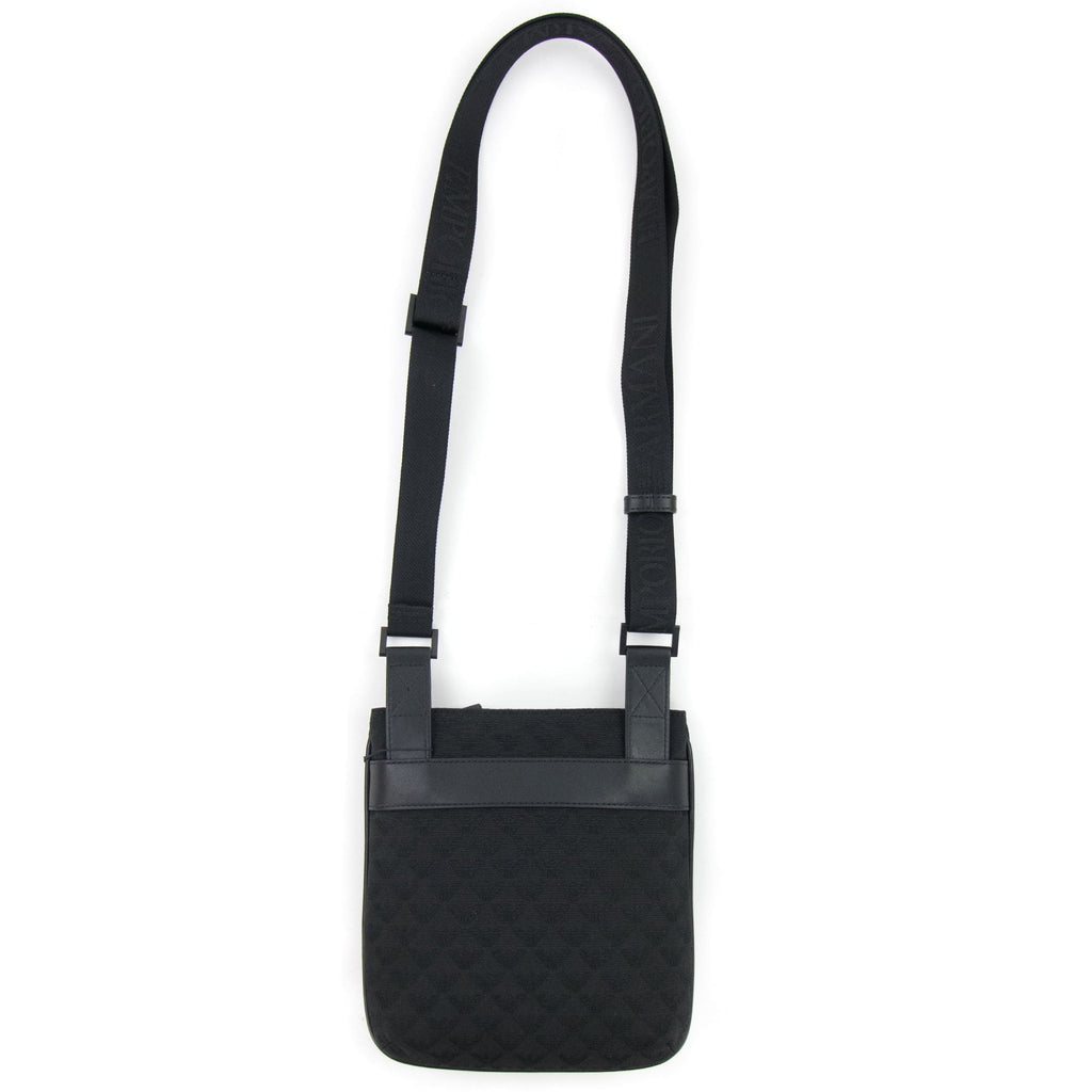 Emporio Armani Jacquard Monogram Flat Messenger Bag Black/black