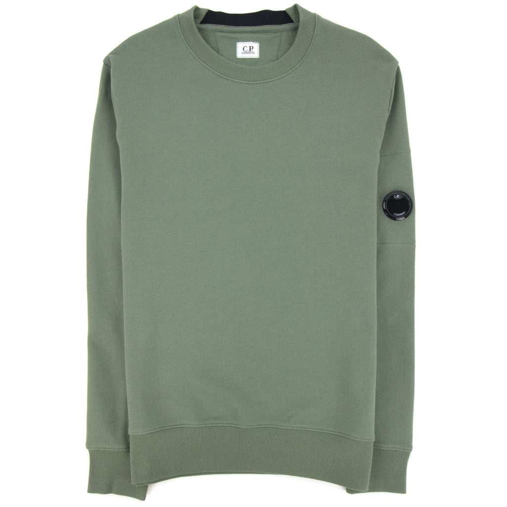 Cp Company Diagonal Raised Fleece Lens Crew Sweatshirt Green 668