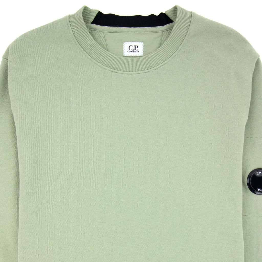 Cp Company Diagonal Raised Fleece Lens Crew Sweatshirt Light Green 631
